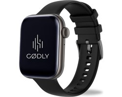GØDLY® 45 Premium Smartwatch - voor Heren & Dames - Stappenteller - Kcal Teller - Slaapmeter & Hartslagmeter - Geschikt voor iOS & Android - Zwart