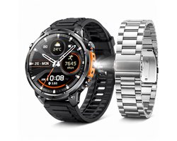 Hibousee Smartwatch Heren & Dames met Belfunctie – 100+ Sportmodi – Hartslagmeter – Waterdicht – Fitness Tracker – Zaklamp – Geschikt voor iOS & Android – 2 Bandjes
