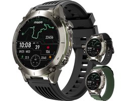 Maoo FORGE - GPS Smartwatch Heren - 1.43" AMOLED Display - 3 Bandjes - GPS (5 satellieten) - Belfunctie - 730mAh Batterij (lange accuduur) - 170+ Sportmodi - Hartslag, Bloeddruk, SpO2, Stappenteller - Kompas, Zaklamp - 1 ATM Waterdicht - Gun Metal