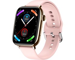 Nuvance Smartwatch Dames & Heren met Bluetooth - IP68 Waterdicht - Geschikt voor alle Smartphones - Stappenteller en Hartslagmeter - Roze