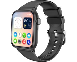 Nuvance - Smartwatch Heren & Dames met Bluetooth - 45mm - Geschikt voor alle Smartphones - Stappenteller & Hartslagmeter - Zwart
