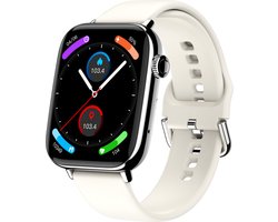 Nuvance Smartwatch Heren & Dames met Bluetooth - IP68 Waterdicht - Geschikt voor alle Smartphones - Stappenteller en Hartslagmeter - Wit