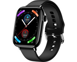 Nuvance Smartwatch Heren & Dames met Bluetooth - IP68 Waterdicht - Geschikt voor alle Smartphones - Stappenteller en Hartslagmeter - Zwart