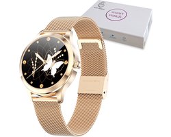 O.M.G Panthera Smartwatch Brass Goud - Smartwatch Android/IOS - Activity tracker - Smartwatch voor vrouwen - Tracking menstruatiecyclus - Horloge - Stappenteller - Bloeddrukmeter - Hartslagmeter