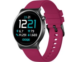 OOQE WATCH CS PRO - Smartwatch Heren en Dames | Geschikt voor iOS en Android | Full HD | Notificaties | Gezondheidsanalyse | Sportanalyse | GPS Koppeling | Bellen | Muziek/Audio Luisteren | Spelletjes | Ergonomisch | Nederlandstalig | Magenta