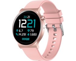 OOQE WATCH CS PRO - Smartwatch Heren en Dames | Geschikt voor iOS en Android | Full HD | Notificaties | Gezondheidsanalyse | Sportanalyse | GPS Koppeling | Bellen | Muziek/Audio Luisteren | Spelletjes | Ergonomisch | Nederlandstalig | Roze