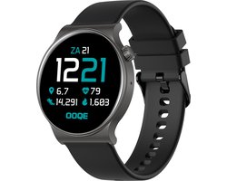 OOQE WATCH CS PRO - Smartwatch Heren en Dames | Geschikt voor iOS en Android | Full HD | Notificaties | Gezondheidsanalyse | Sportanalyse | GPS Koppeling | Bellen | Muziek/Audio Luisteren | Spelletjes | Ergonomisch | Nederlandstalig | Zwart/Antraciet