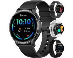 Siltcon® FitTrack Pro GPS - Smartwatch Heren - Smartwatch Dames - Sporthorloge Dames - Horloge Heren - Stappenteller - Hartslagmeter - Saturatiemeter - Belfunctie - 200+ Sportmodi - Kompas - AMOLED - Geschikt voor iOS/Android - Strava - 4 Bandjes