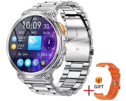Smartwatch voor heren, 1000 mAh, accu, 4,7 cm (1,85 inch), HD-display, smartwatch met 100 sportmodi, IP68 waterdicht, fitnesshorloge met 24/7 hartslag, slaapbewaking voor Android iOS, zilver