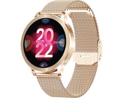 Xssive SW10 Smartwatch Dames - AMOLED - Hartslagmeter - Slimme Horloge - Rosé Goud met Milanese & Siliconen Bandje