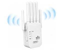 1200 Mbps WiFi-repeater - WiFi-versterker met 6 antennes - 2 LAN-poorten - 250 m² dekking - Repeater/Router/AP voor thuis en kantoor