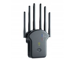 1200 Mbps wifi-versterker, dual-band wifi-repeater met 2 LAN-poorten, zwart.
