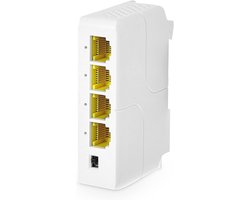 4 Poorts PoE Extender, IEEE 802.3 af/at Repeater, 100Mbps, Muur en DIN-Rail Montage