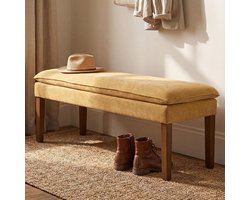 Bank, Einde van Bed Entryway Eetbank, Houten benen, Geel