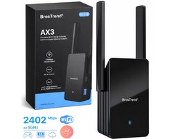 BrosTrend® AX3 Premium Wifi Booster - WiFi 6 - 3000 Mbps - Tot 204 m² & 45 Apparaten - Wifi versterker - Wifi repeater - Wifi versterker stopcontact - Range Extender