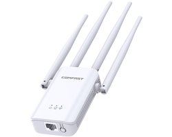 Cherrys Finds - Wifi Versterker - Wifi Versterker Stopcontact - Wifi Versterker Buiten - Wifi Versterker Binnen - Wifi Stopcontact Met 2 Antennes - Wifi Repeater 300 Mbit/s - Internet Booster - Wifi Extender - Wit