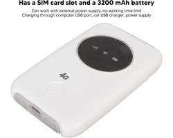 Draagbare 4G-USB-modem, simlockvrije mobiele hotspot (300 Mbps) met simkaartslot, router met oplaadbare 2100 mAh-accu voor langdurig gebruik. Let op: simkaart niet inbegrepen.