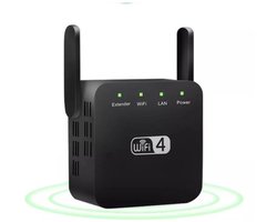 DrPhone WR1 - WiFi Extender 300Mbps – 2.4GHz Versterker – Range Extender met Antennes – Betere Dekking – Zwart