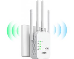 Fokelyi WiFi Versterker - Dual Band 2.4 GHz & 5 GHz – 1200 Mbps - WiFi 5 - WiFi Repeater - WiFi Booster - WiFi Extender - Wit