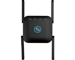 PIXLINK LV-WR24Q WiFi Repeater 1200Mbps – Dual Band WiFi Versterker – 2.4G & 5G – 4 Antennes – Lange Afstand Signaal Booster – AP & Repeater Modus – Zwart