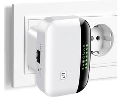 QEVA Wifi Versterker - Wifi Repeater - Wifi Extender - Wit - 12cm x 11cm x 7cm