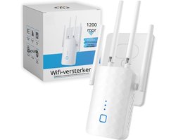 QEVA Wifi Versterker - Wifi Repeater - Wifi Extender - Wit - 20cm x 8cm x 5cm