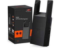 QEVA Wifi Versterker - Wifi Repeater - Wifi Extender - Zwart - 11cm x 7cm x 5cm