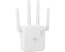 QTTVBTNA -Super WiFi Repeater - 1200 Mbps - WPS Knop - WiFi Versterker - WiFi Extender - WiFi Booster - Wit