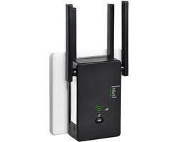 RWB® Wifi Versterker Stopcontact - Wifi Versterker - 1200 Mbit/s - 4 Antennes -Zwart - 15cm x 13cm x 9cm