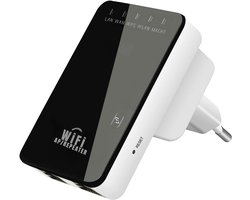 SAVI® Wifi Versterker Stopcontact - Wifi Versterker - 1200 Mbit/s - Wit en Zwart - 5cm x 7cm x 8cm