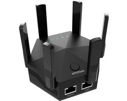 Signaalversterker - Zwart - Hoge snelheid - Dual-band - 1200 Mbps - Draadloze wifi-signaalversterker - 6 verstelbare antennes - Geschikt voor gebruik binnenshuis en thuis