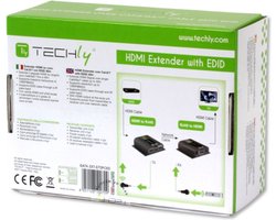 Techly IDATA EXT-E70POED AV HDMI transmitter & receiver Zwart audio/video extender tot 60 meter