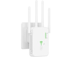 TIM® Wifi Versterker Stopcontact - Wifi Versterker - 1200 Mbit/s - 4 Antennes - Wit - ‎12cm x 10cm x 10cm