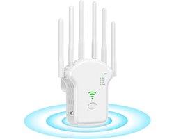 Verbeterde wifi-versterker voor thuisgebruik, 1200 Mbps draadloze wifi-repeater met groot bereik en ethernetpoort, 78% snellere signaalversterker, bereik van 12.000 vierkante voet, ondersteuning voor 100 apparaten, dual-band 2,4 GHz + 5 GHz.