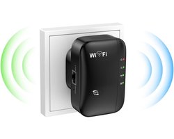 VH Supplies® WiFi Versterker Stopcontact - WiFi Repeater - WiFi Booster - Zwart - 300 Mbit/s