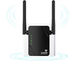 Wi-Fi-router - Wi-Fi-repeater - WiFi-signaalversterker - 1200 Mbps - 5G-netwerkrepeater - Draadloze signaalversterker - Zwart