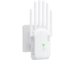 WiFi 6-extender AX1200 – Bereik tot ca. 1100 m² en ondersteuning voor meer dan 105 apparaten, 6 antennes met hoog bereik, Gigabit Ethernet, eenvoudige installatie via app –Mesh-internetversterker voor het hele huis