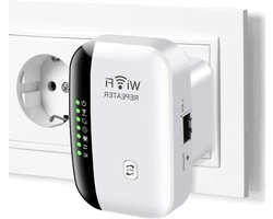WiFi Extender voor Langere Bereik, 300 Mbit/s 2.4 GHz, Betrouwbare Wi-Fi Repeater met Ethernetpoort en AP-modus voor Alle Apparaten