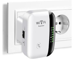 WiFi-extender - WiFi-signaalversterker - WLAN-versterker - 300 Mbit/s 2,4 GHz - WiFi-repeater - Met Ethernet-poort - Geschikt voor alle WLAN-apparaten - Versterker met groot bereik - Ondersteunt repeater-/AP-modus