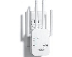 Wifi-repeater 1200 Mbps, 5 GHz/2,4 GHz dual-band draadloze extender, krachtige wifi-versterker met 4 antennes, Gigabit Ethernet-aansluiting, WPS, ondersteunt 3 modi, compatibel met alle internetboxen