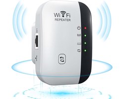 WiFi Repeater 300 Mbps WLAN Versterker 2,4 GHz - WiFi Signaal Uitbreiding - Verbindingsverbeteraar met RJ45 Poort - met Repeater/AP Mode en WPS Functie - Dekking 300 m2 - Doordringend