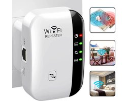 WiFi Repeater 300Mbps – Draadloze Signaalversterker met WPS & AP/WISP Modus – Universele Netwerkversterker voor Thuis – EU/US Plug – Slaapkamer & Dode Hoek Dekking