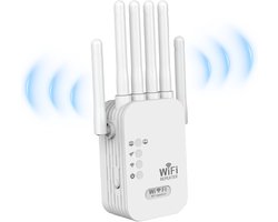 WiFi-signaalversterker, 1200 Mbps dual-band 5 GHz/2,4 GHz signaalversterker, ondersteunt meerdere apparaten, stabiele netwerkprestaties, installatie met één druk op de knop, wit model