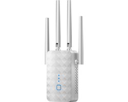 WiFi Versterker 300 Mbps – Draadloze WiFi Signaalversterker 2,4 GHz met 4 Antennes – Universele WiFi Repeater – Wit