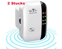 Wifi Versterker - Wifi Repeater - 300Mbps - Draadloos - Overal Internet - Signaalversterker - Ethernet - Wireless Range Extender - 2.4 Ghz - Wit - 2 Stucks