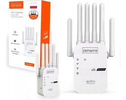 Zenwire WD-R611U - Wifi Versterker - Wifi Range Extender - 300 Mb/s - WiFi Versterker met Extra Groot Bereik - 5G - Extender repeater - Toegangspunt - 6 Antennes - Super WiFi Booster - Plug & Play