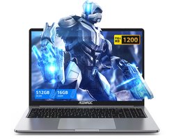 Acemagic AX16 Laptop—16 inch Full HD Notebook, In-tel Alder Lake N97 (tot 3,6 GHz) ,16 GB DDR4 RAM 512 GB SSD, 2.4G/5G WiFi, BT5.0, Type_C, USB3.2, HDMI, Computer Studio Kantoor Laptop Grijs