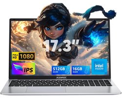 Acemagic AX17 IPS Full HD Laptop,17,3 inch, lntel Alder Lake N95 processor tot 3,4 GHz,16GB DDR4 RAM 512 GB SSD Windows 11 WiFi 5, BT5.0 Notebook ,Zilver