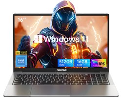 Acemagic LX16 Laptop - Intel N97 - 16 inch FHD - 16GB DDR4 - 512GB SSD /2 TB - Window 11 Pro Notebook - WiFi5 - Grijs