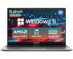 Blackview AceBook 6 Laptop - 15,6 inch Full HD - 16 GB RAM - 256 GB SSD AMD Ryzen 5 3500U - Windows 11 Notebook - UHD Graphics - Grijs